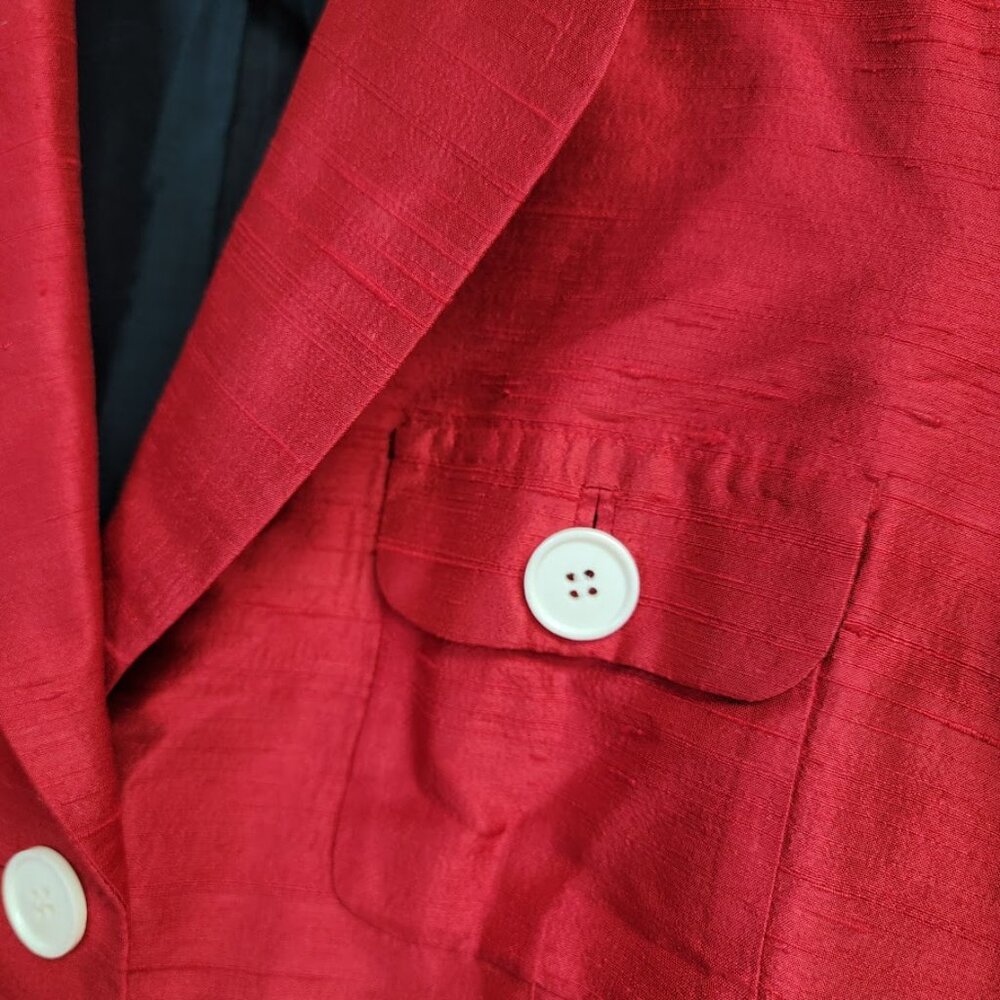 Lafayette 148 Womens Red 100% Silk Professional Blazer Jacket Sz 8 Luxury Career - Picture 2 of 12